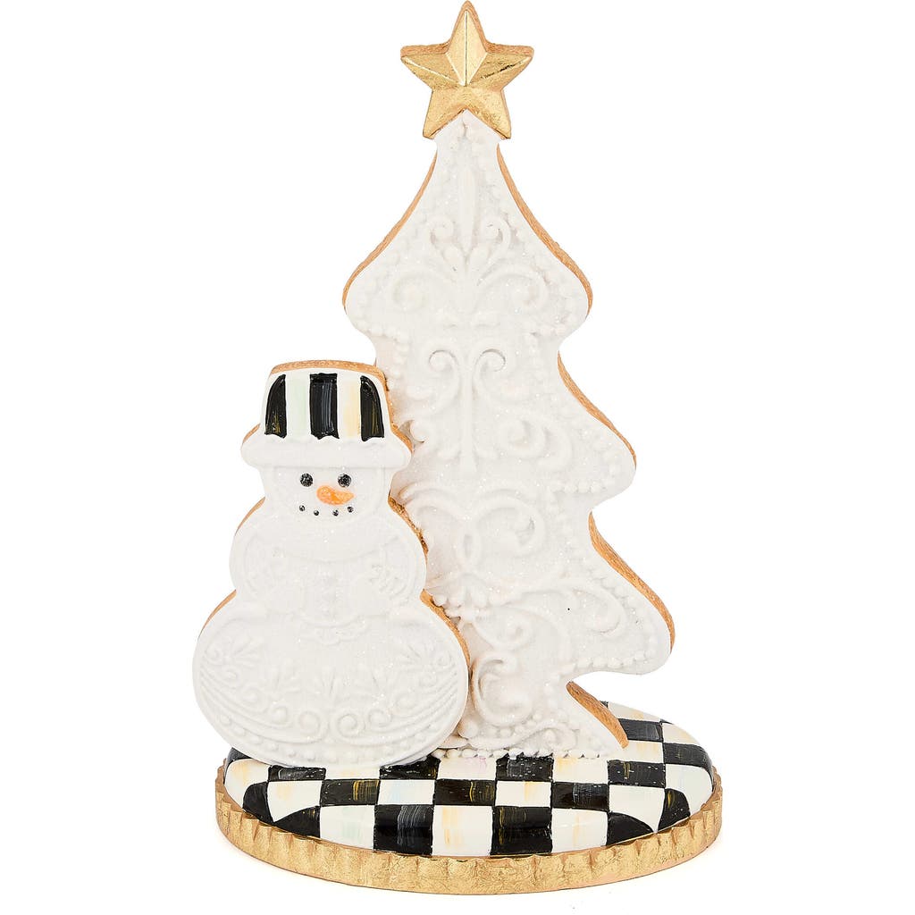 Mackenzie-childs Mackenzie Childs Gingerbread Small Handmade Snowman & Tree Figurine In Multi