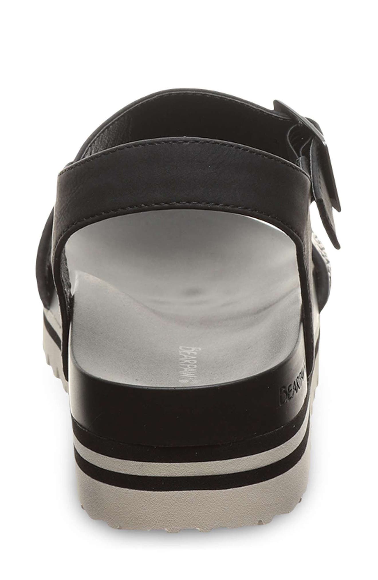 BEARPAW <p>Orion Faux Leather Platform Sandal (Women)</p>, Alternate, color, Black/ White