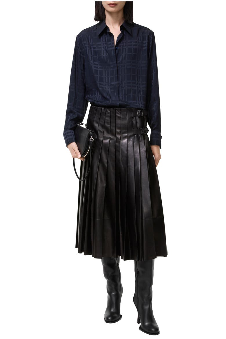 Pleated Leather Skirt, Main, color, Black