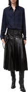Burberry Pleated Leather Skirt