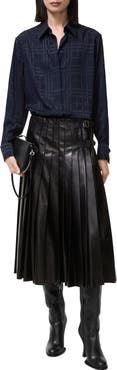 Burberry Pleated Leather Skirt