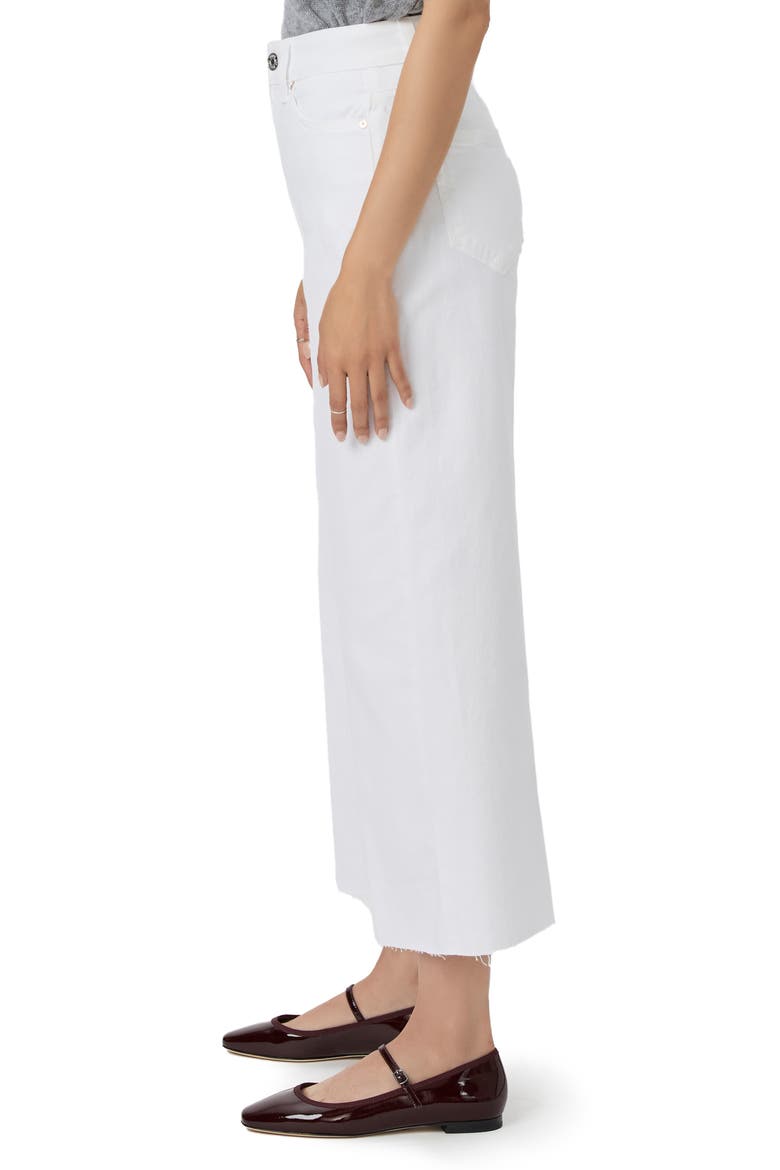 Anessa High Waist Raw Hem Ankle Wide Leg Jeans, Alternate, color, CRISP WHITE