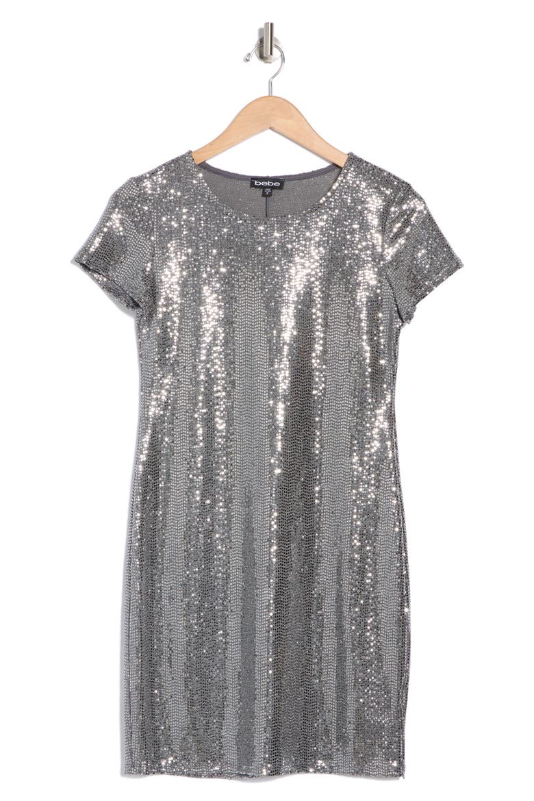 Sparkle Knit Shirt Dress, Alternate, color, PEWTER
