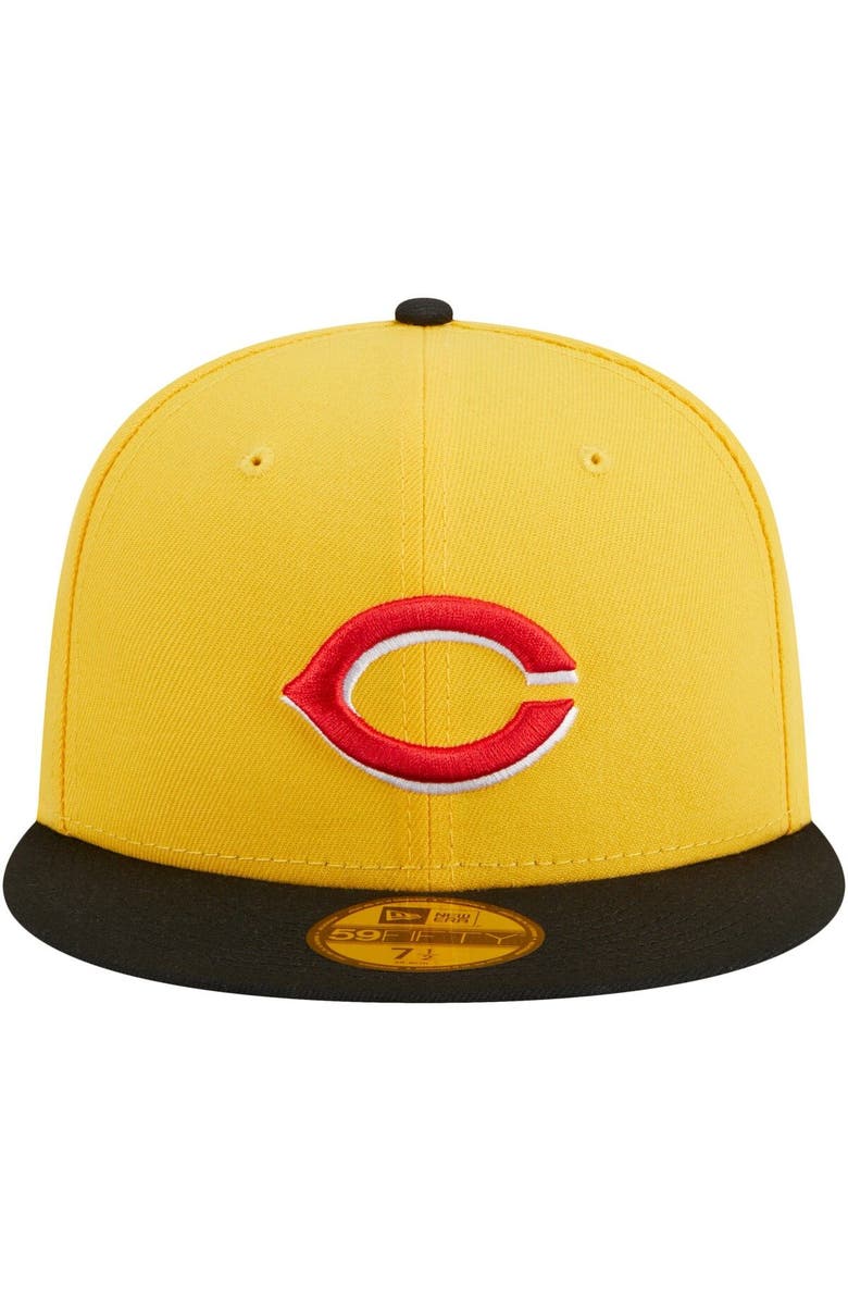 New Era Men's New Era Yellow/Black Cincinnati Reds Grilled 59FIFTY Fitted Hat, Alternate, color, Yellow