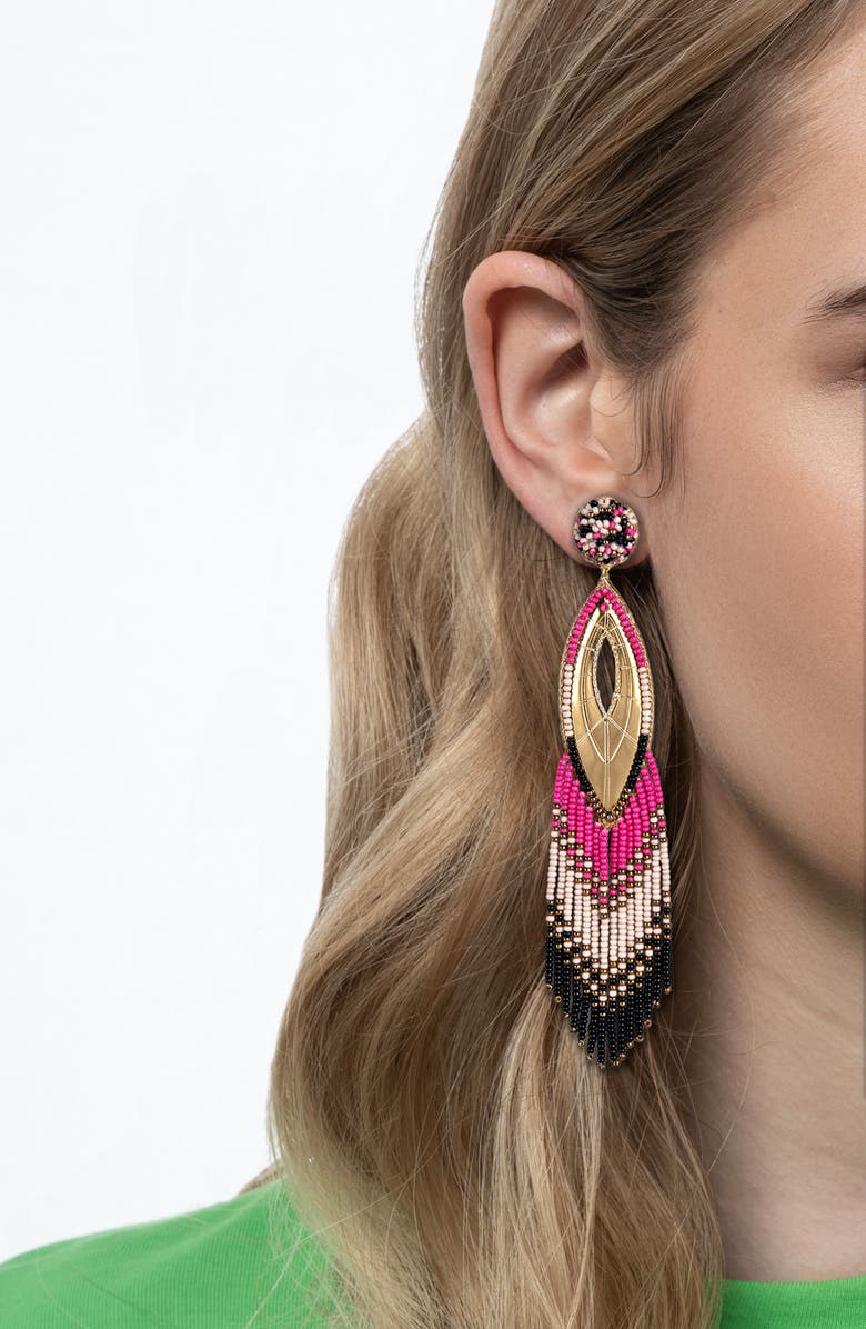 Deepa Gurnani Merliah Beaded Drop Earrings, Alternate, color, Fuchsia