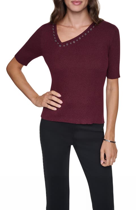 Grommet Rib Sweater