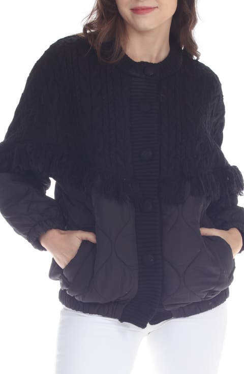 Fringe Knit Puffer Jacket