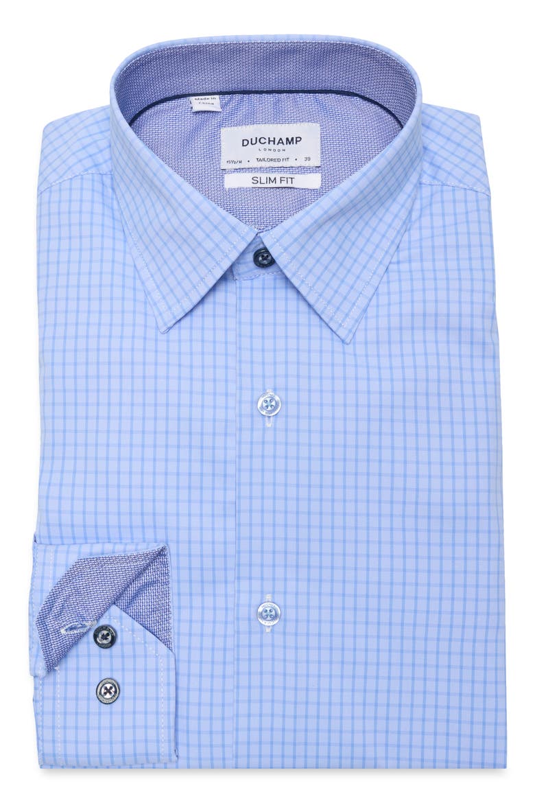 Slim Fit Windowpane Check Dress Shirt, Alternate, color, BLUE