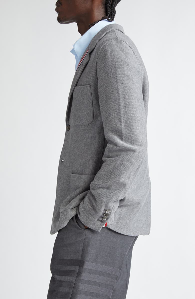 Thom Browne Double Face Knit Cotton Sack Jacket, Alternate, color, Medium Grey