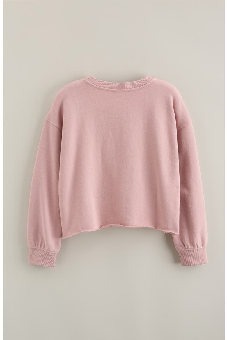 Kids' Graphic Raw Hem Crop Crewneck Sweatshirt, Alternate, color, PINK NIGHT OLIVIA RODRIGO