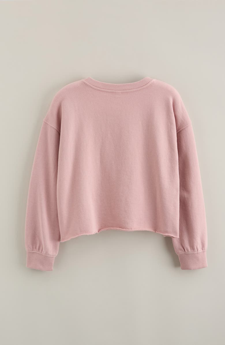 Treasure & Bond Kids' Graphic Raw Hem Crop Crewneck Sweatshirt, Alternate, color, Pink Night Olivia Rodrigo