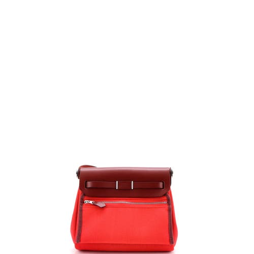 Pre-owned Hermes Hermes Herbag Zip Toile And Leather 20 In Red