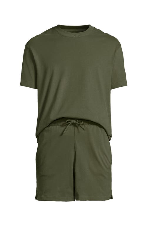 Lands' End Short Sleeve Knit Jersey Short Sleep Set In Green