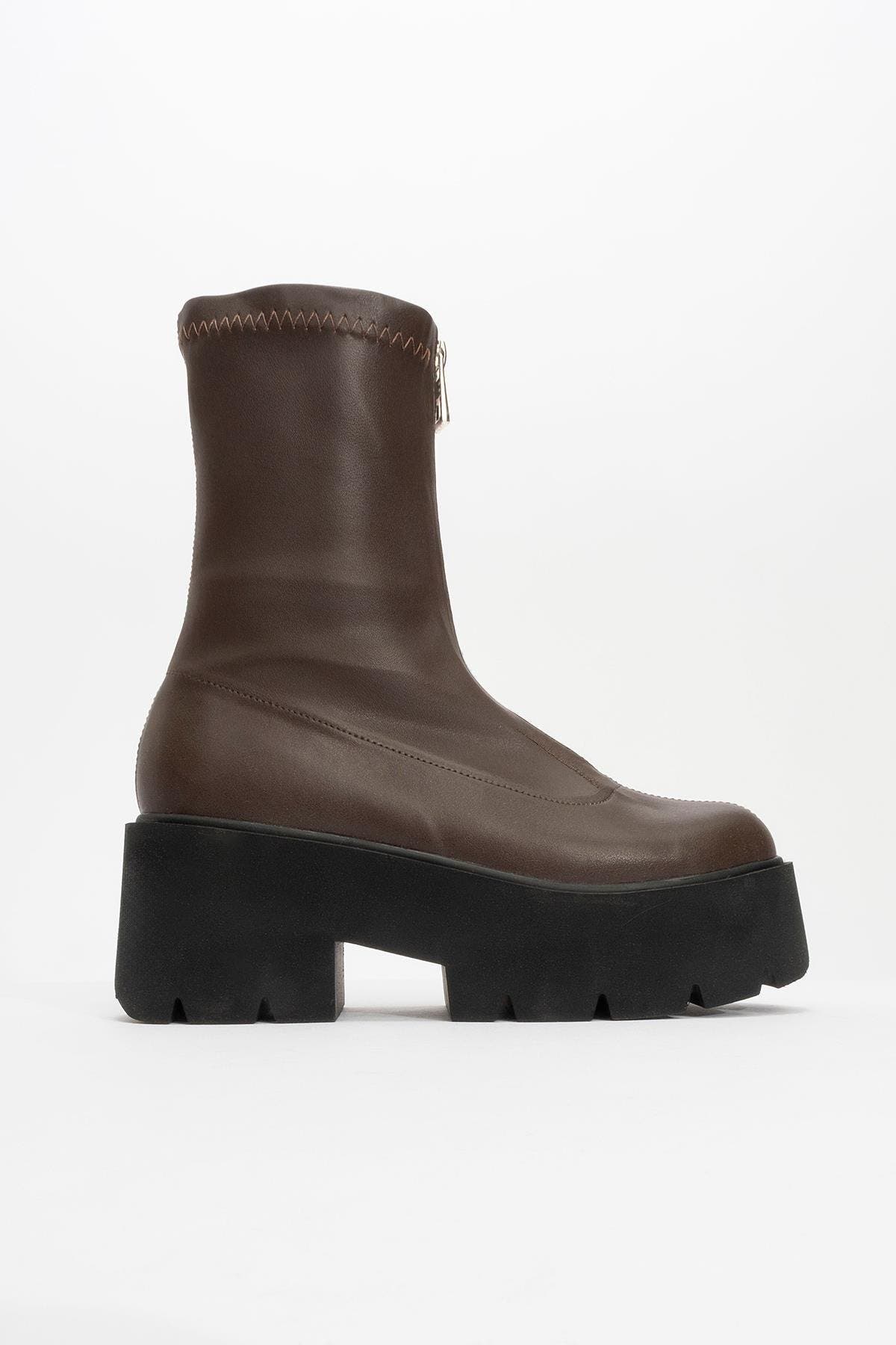 Ovil Platform Zip Boot, Alternate, color, Brown