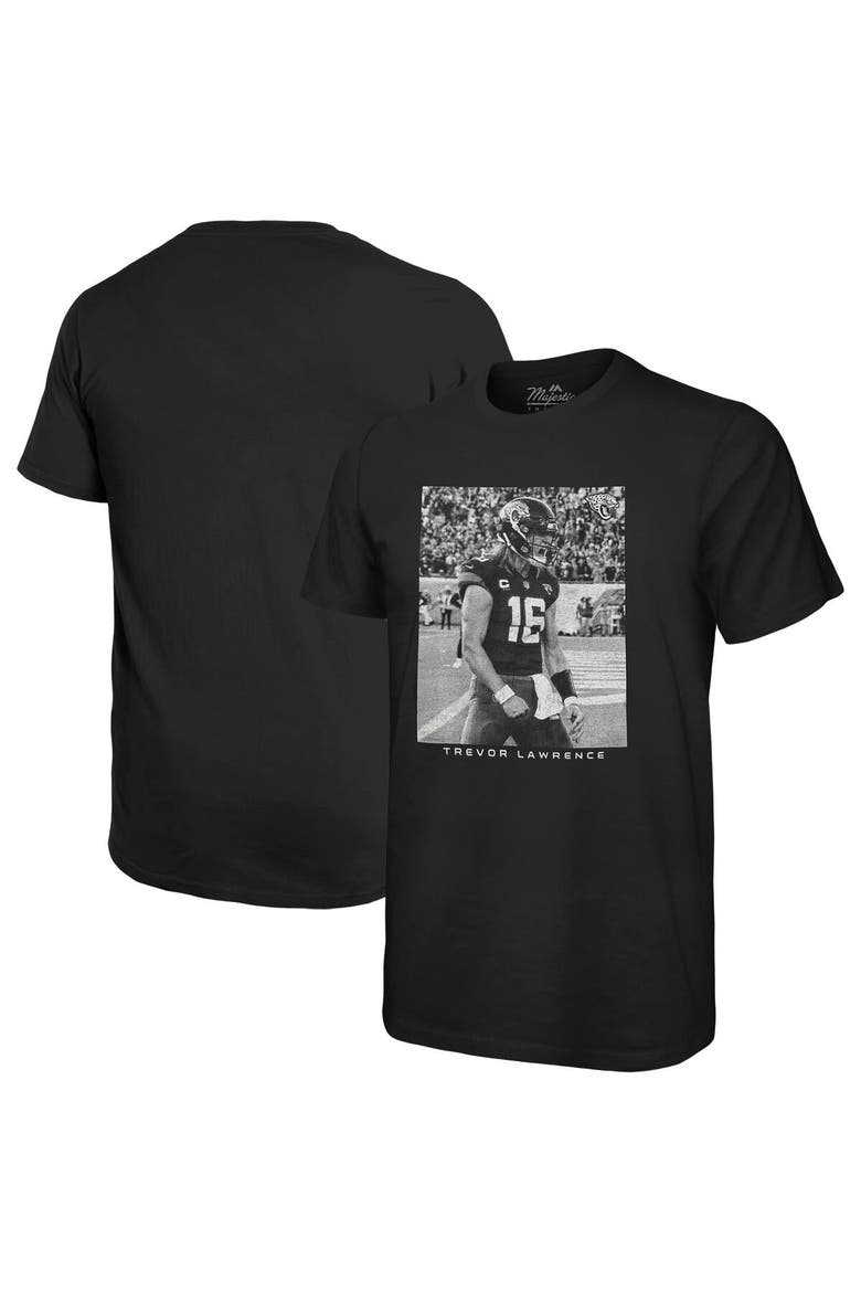 Men's Majestic Threads Trevor Lawrence Black Jacksonville Jaguars Oversized Player Image T-Shirt, Main, color, Black