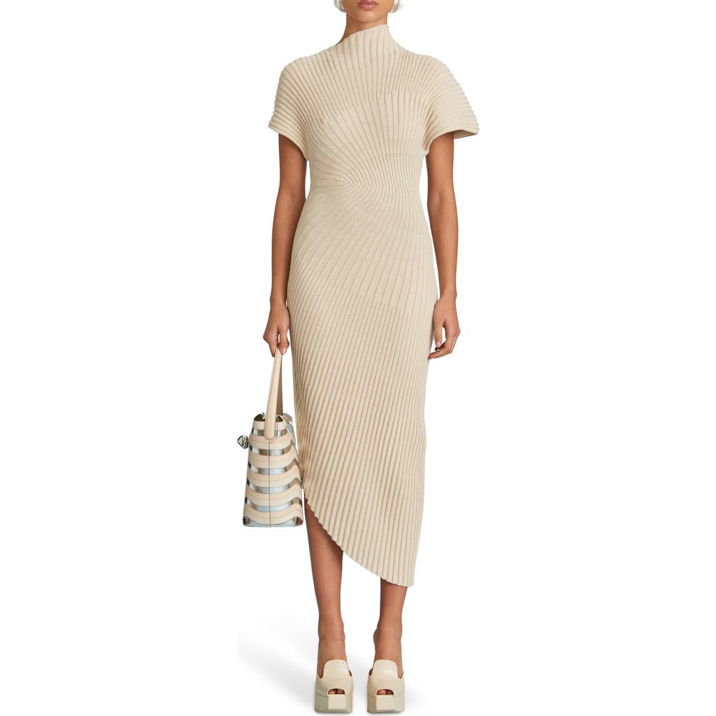 Cult Gaia Chrysta Turtleneck Rib Midi Sweater Dress In Neutral