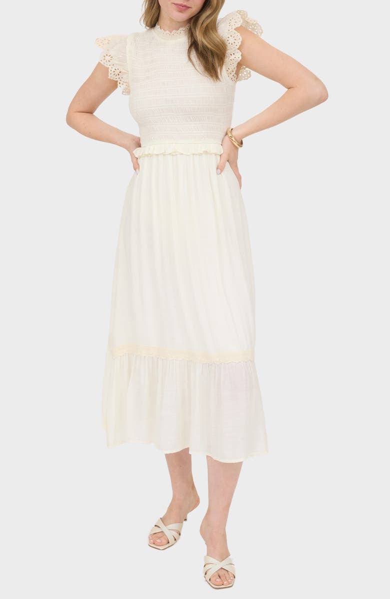 Blu Pepper Smocked Maxi Dress, Main, color, Ivory