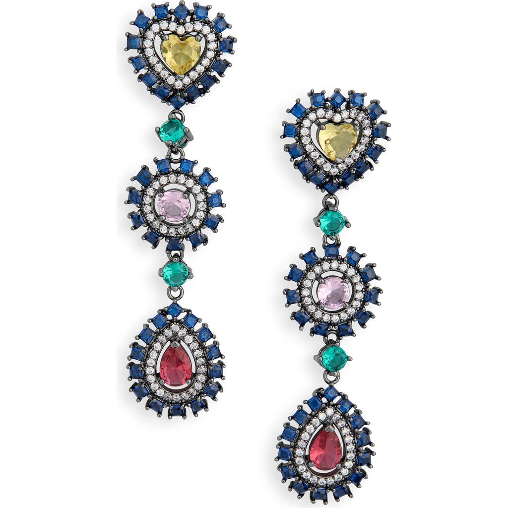 Eye Candy Los Angeles Dee Multicolor Cubic Zirconia Statement Drop Earrings In Gold