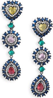 EYE CANDY LOS ANGELES Dee Multicolor Cubic Zirconia Statement Drop Earrings
