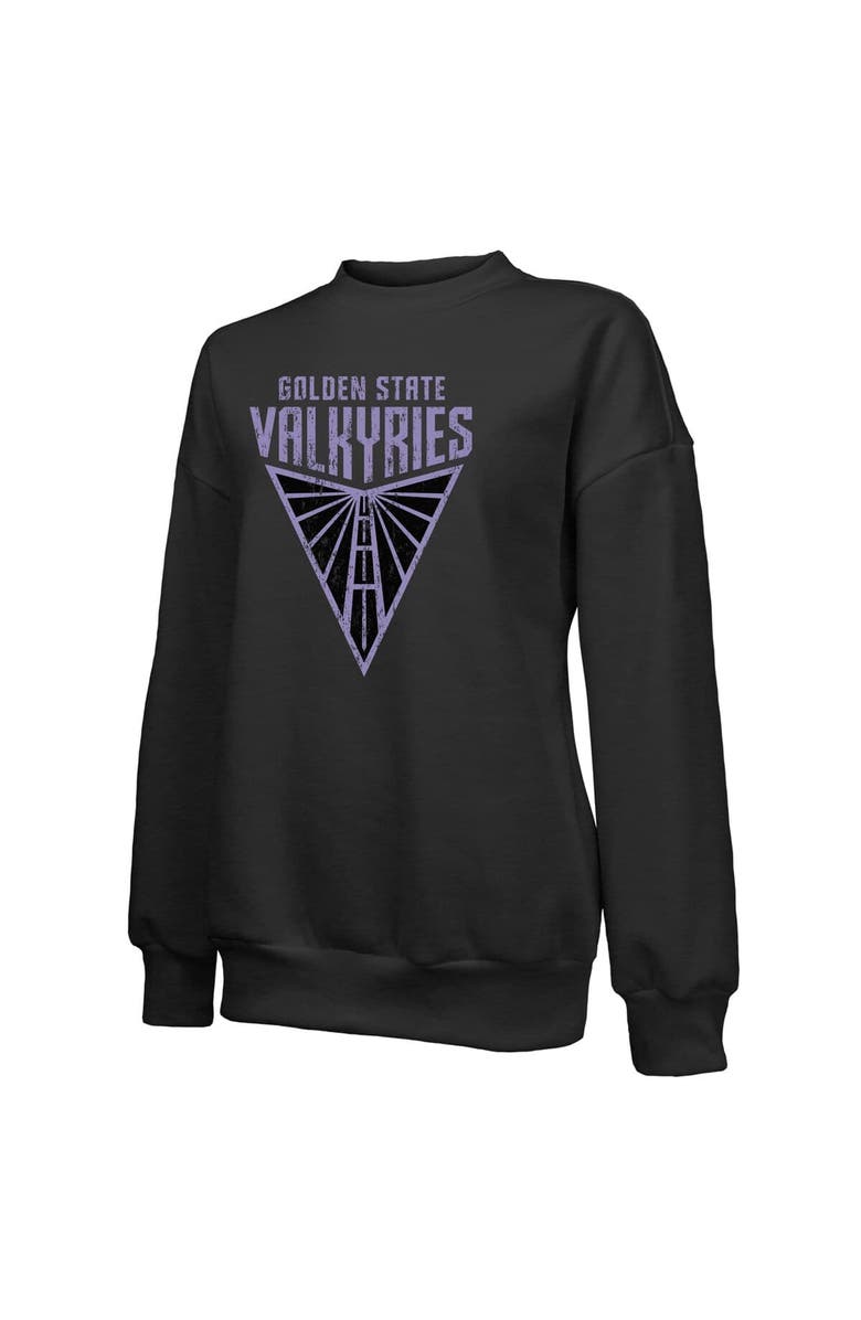 Majestic Threads Women's Majestic Threads Black Golden State Valkyries Primary Logo Drop Shoulder Tri-Blend Pullover Sweatshirt, Alternate, color, Black