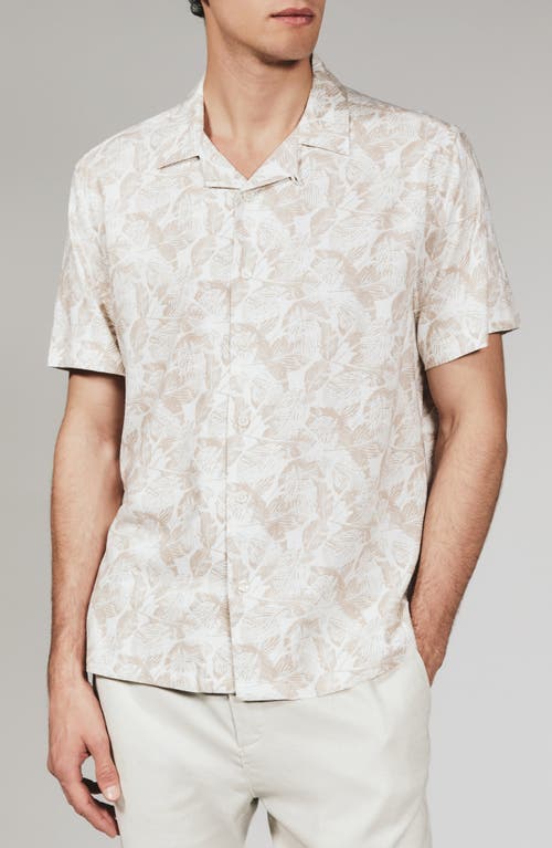 7 Diamonds Aruba Leaf Print Stretch Camp Shirt in Taupe  product
