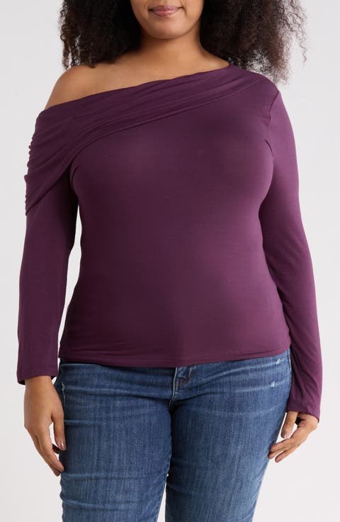 One-Shoulder Stretch Modal Top (Plus)