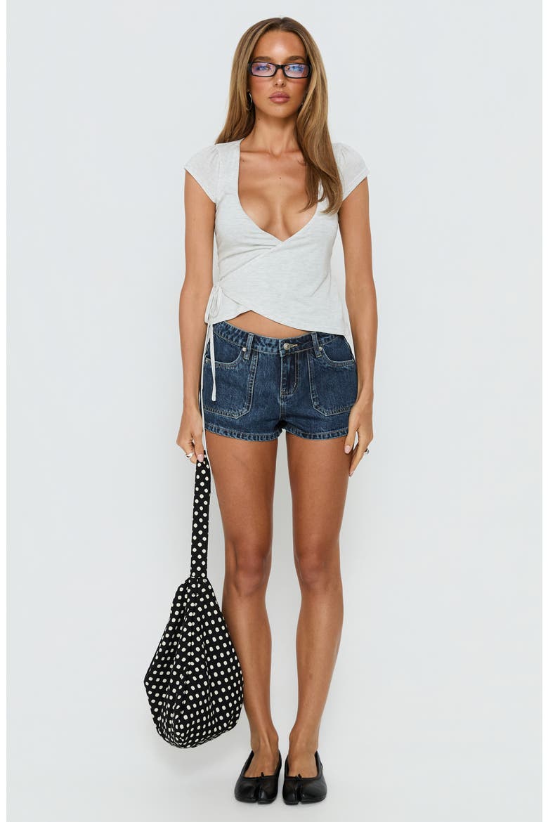 Kirkes Cargo Micro Denim Shorts, Alternate, color, MID BLUE WASH