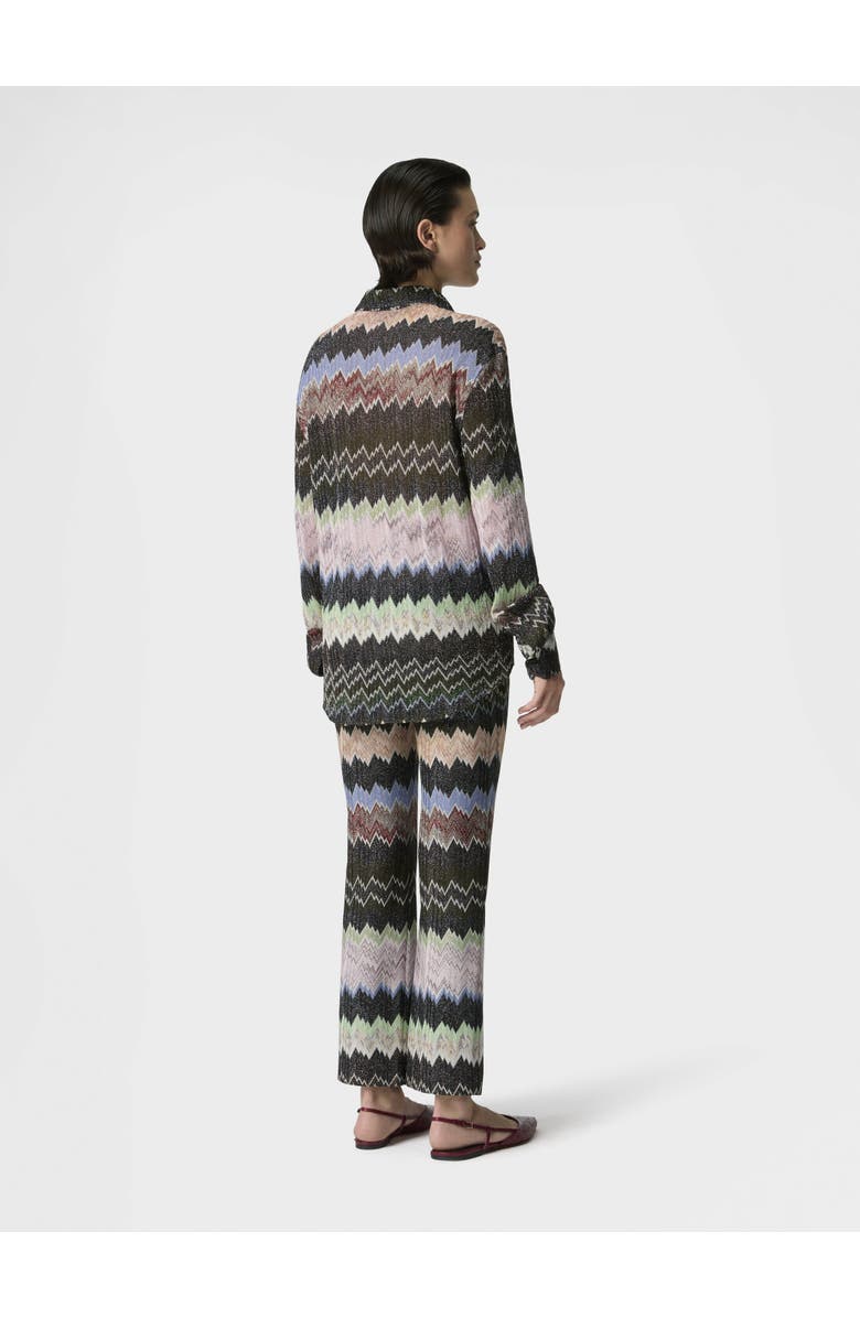 Missoni Snake-pattern Viscose Lamé Shirt, Alternate, color, Green& Brown