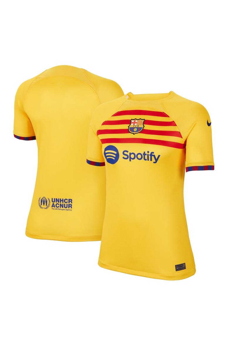 Women's Nike Yellow Barcelona 2022/23 Fourth Breathe Stadium Replica Jersey, Main, color, Yellow