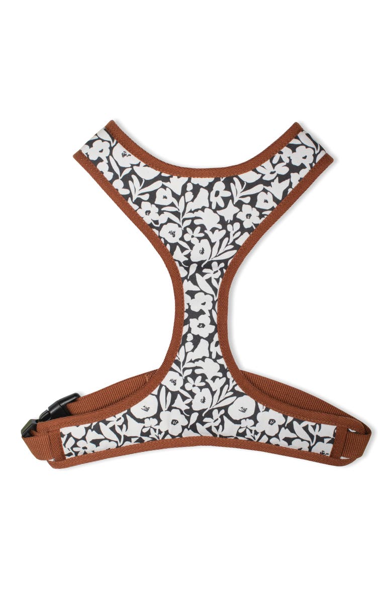 Charcoal Floral Large Dog Harness, Main, color, NONE