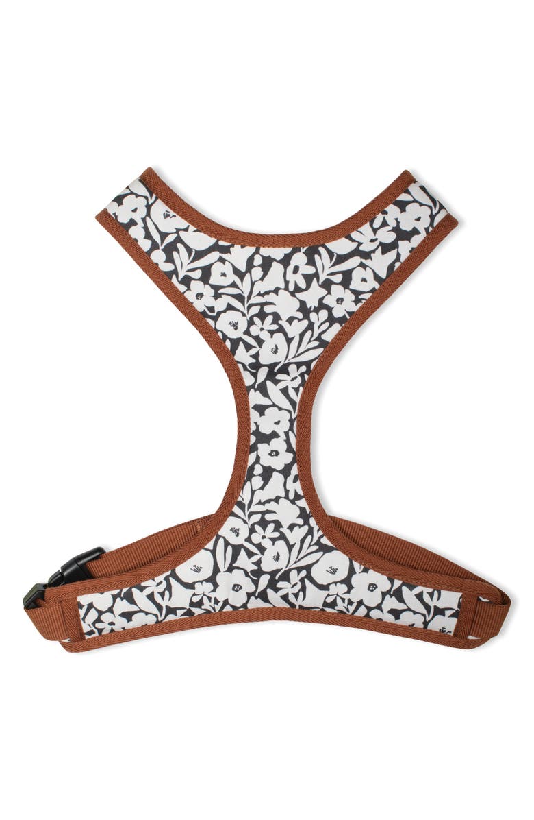 Fringe Studio Charcoal Floral Large Dog Harness, Main, color,