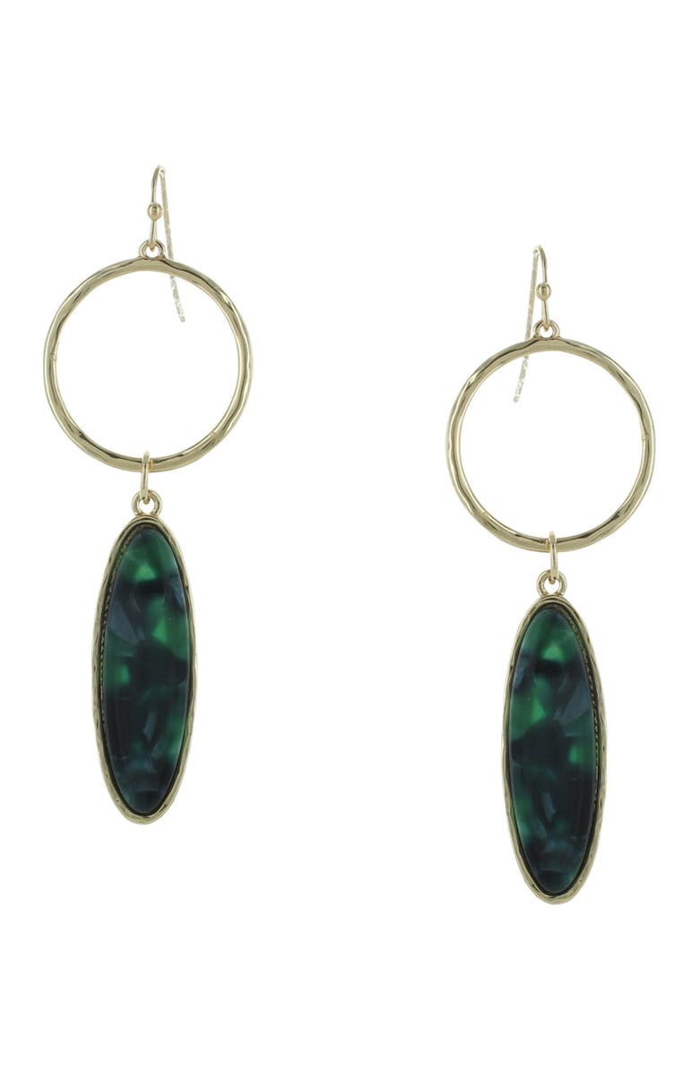 OLIVIA WELLES Deleena Resin Drop Earrings, Main, color, Gold / Hunter Green
