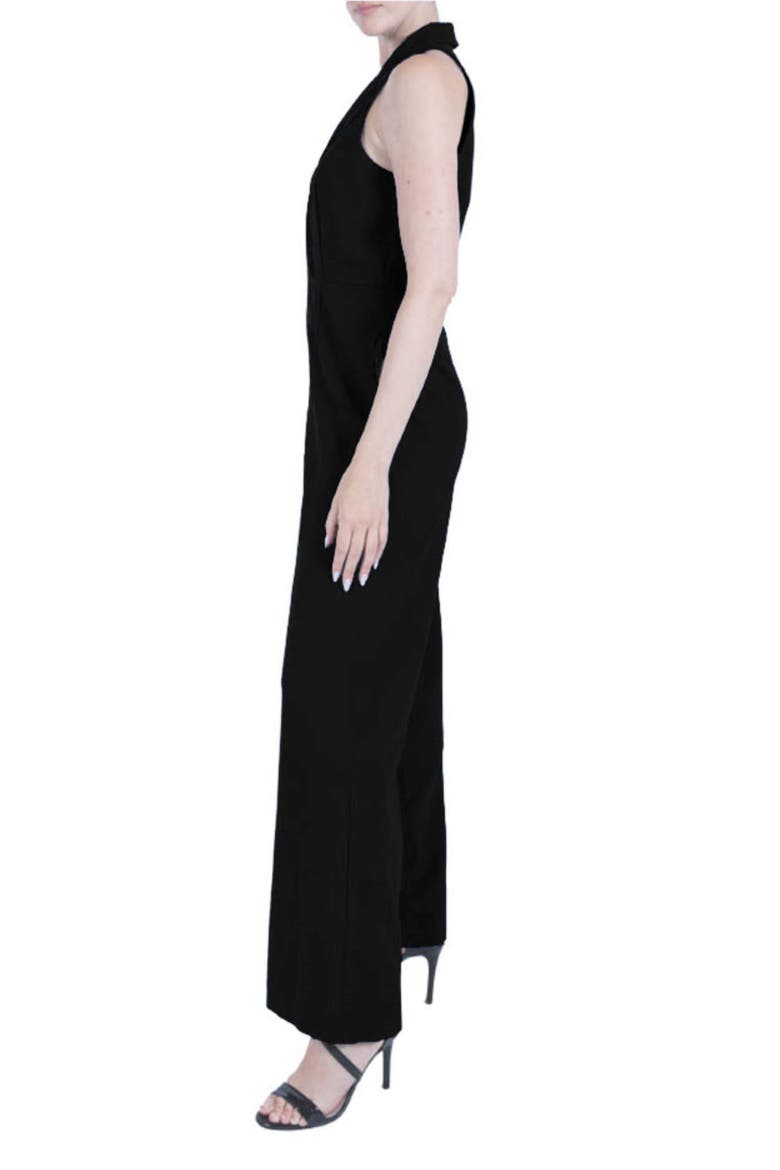 Lapel Sleeveless Wide Leg Jumpsuit, Alternate, color, BLACK