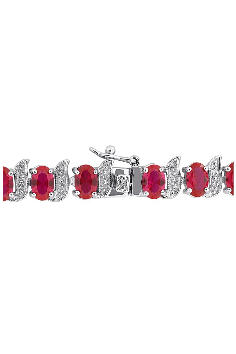 Oval Cut Created Ruby Tennis Bracelet, Alternate, color, RED