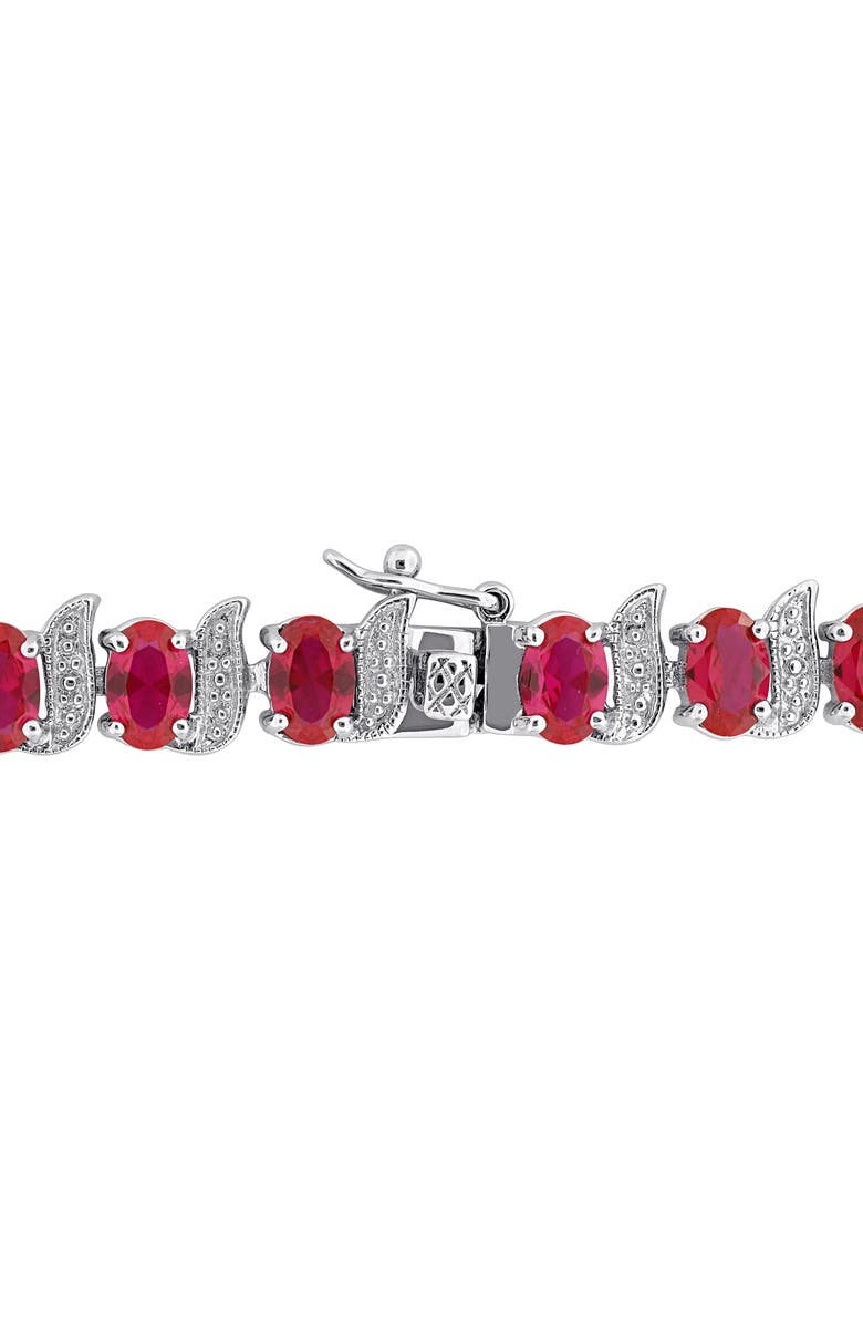 DELMAR Oval Cut Created Ruby Tennis Bracelet, Alternate, color, Red