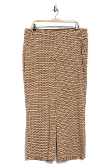 Max Studio Double Knit Wide Leg Pants In Vicuna/cream