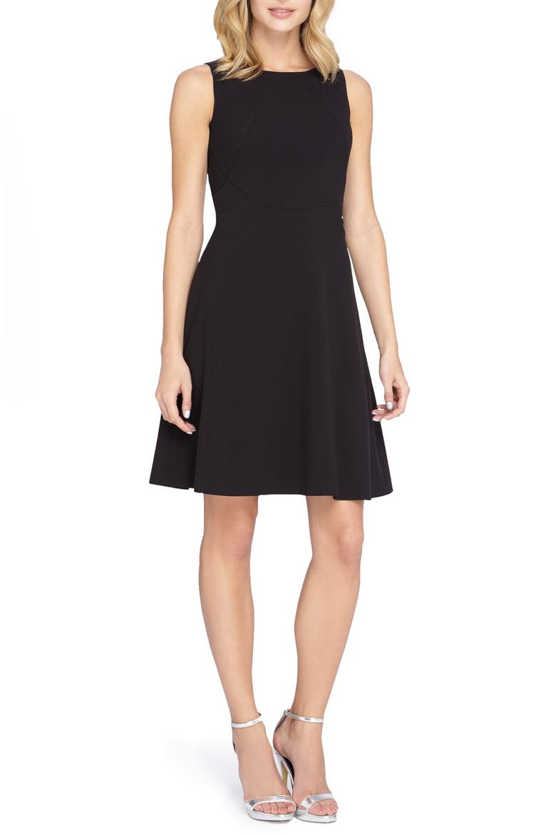 Seamed Knit Fit & Flare Dress, Alternate, color, BLACK