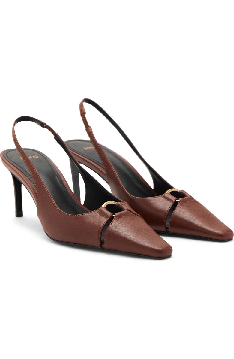 MANGO Pointed Toe Slingback Pump, Main, color, Cognac