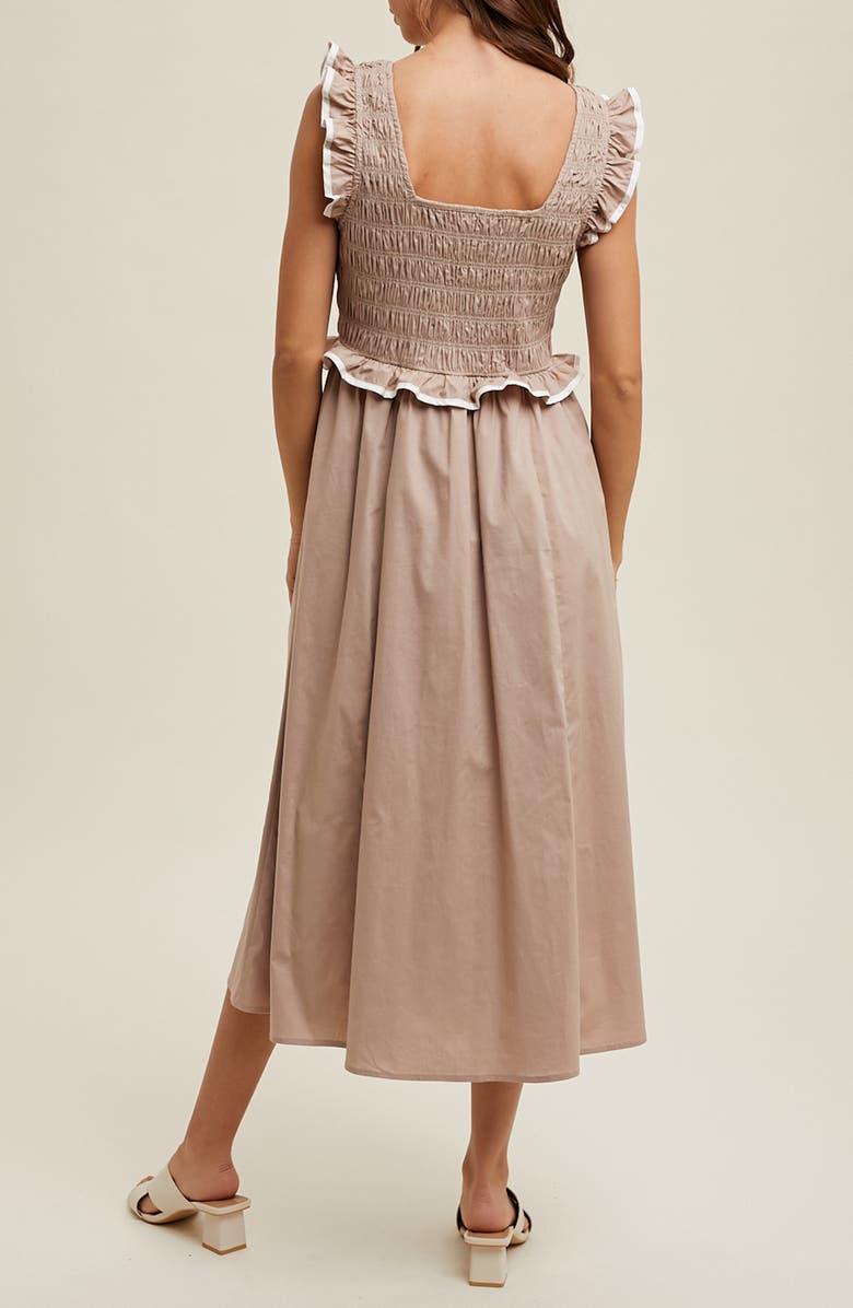 WISHLIST Ruffle Tank Midi Dress, Alternate, color, Mocha/ Cream