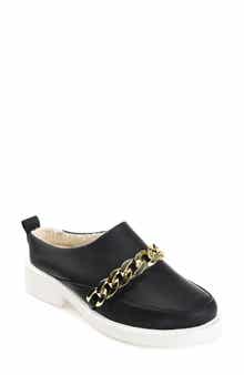 Journee Collection Sheah Chain Strap Faux Fur Lined Mule