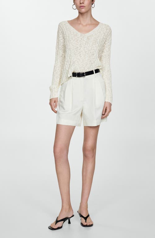 Mango V-neck Cotton Blend Slub Sweater