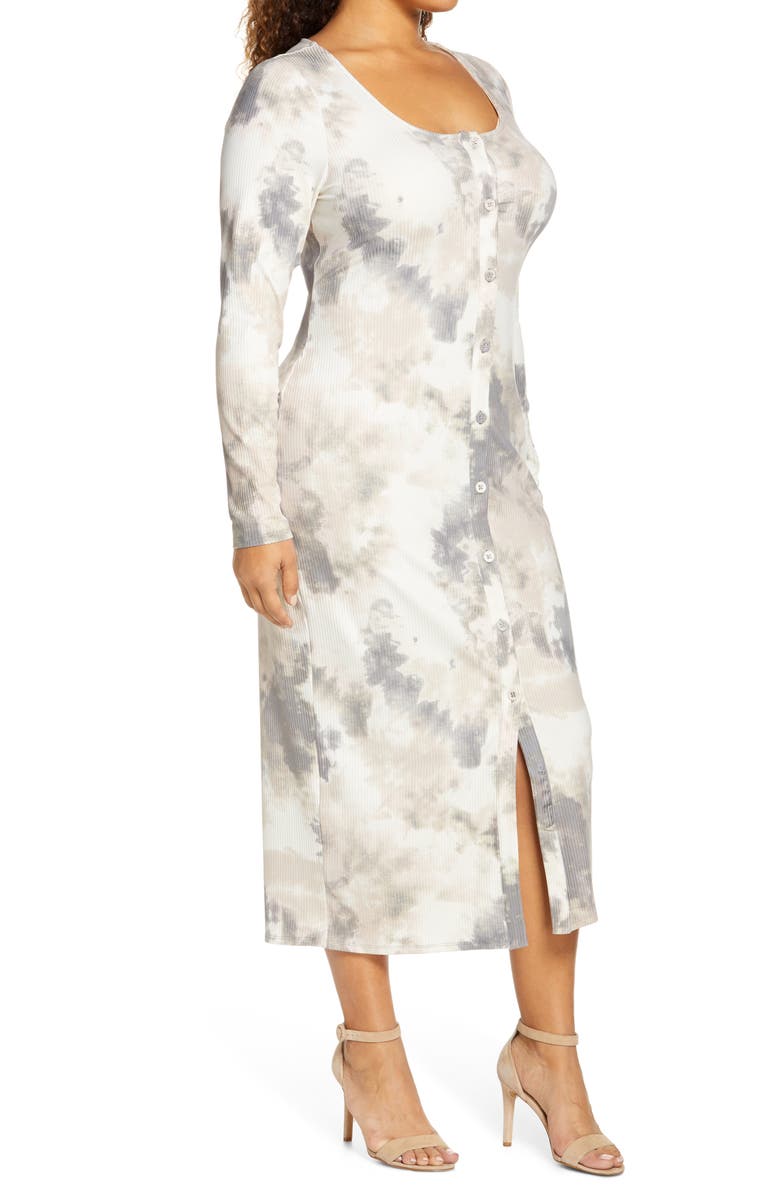 Fourteenth Place Button-Up Long Sleeve Knit Midi Dress, Alternate, color,