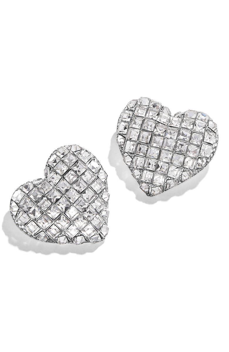 BaubleBar Jill Heart Stud Earrings, Main, color, Silver