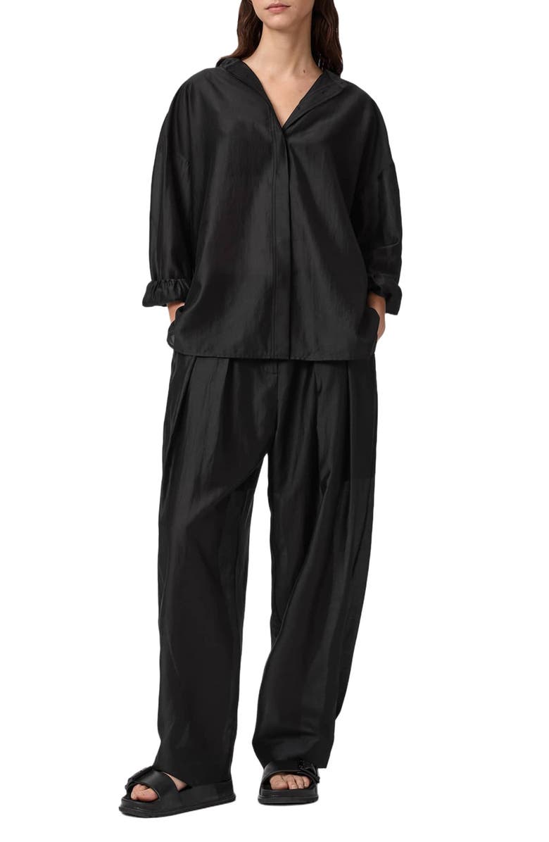 AllSaints Becca Pleated Trousers, Alternate, color, Black