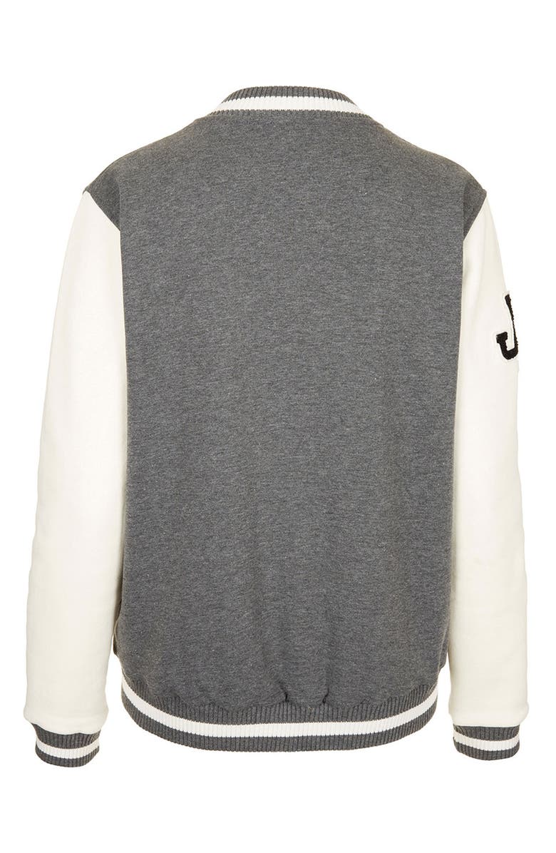 Topshop Jersey Varsity Jacket, Alternate, color, 