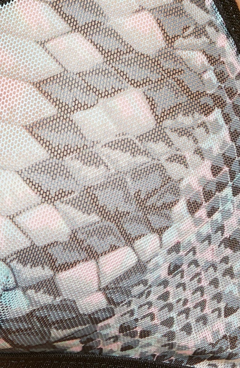 Hauty Snake Charmer Print Mesh Bra & Briefs Set, Alternate, color, Gray