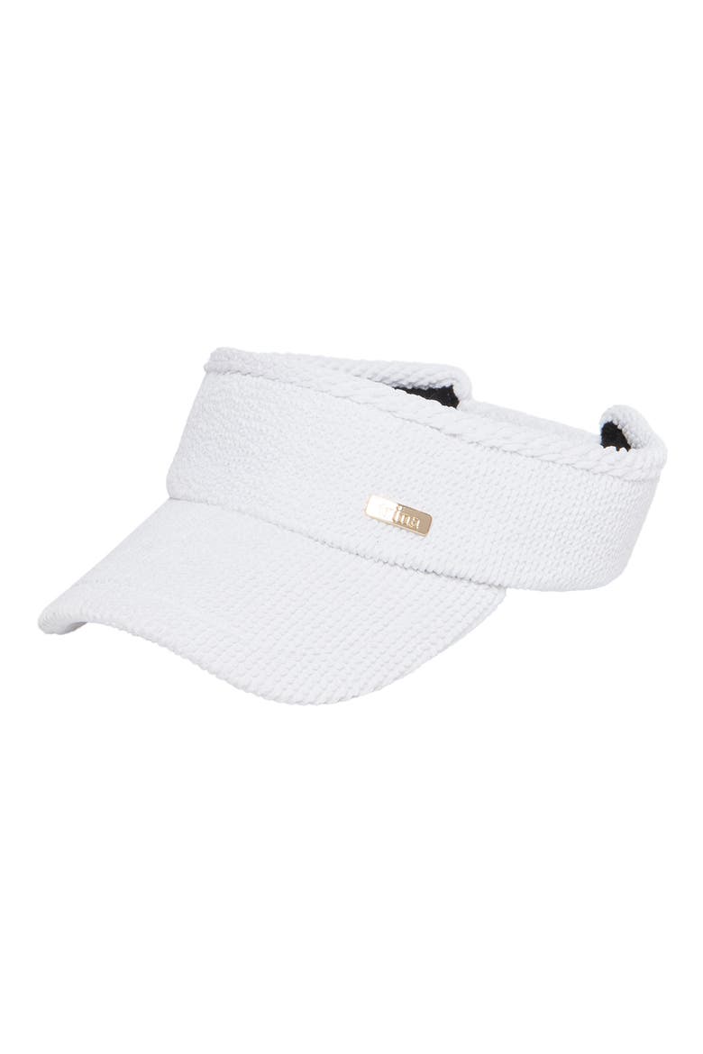 Logo Hardware Stretchy Visor, Main, color, WHITE