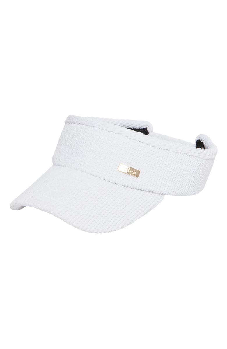 San Diego Hat Logo Hardware Stretchy Visor, Main, color, White