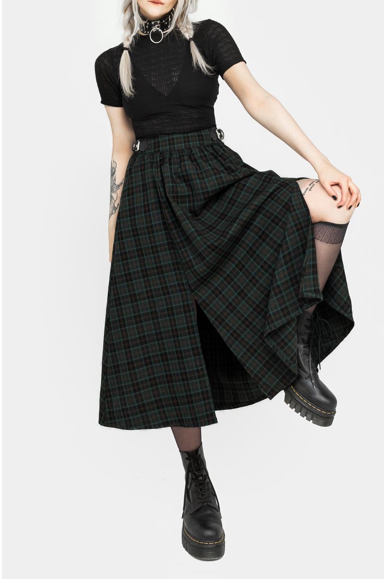 Nightingale Buckled Midi Skirt, Alternate, color, Grey