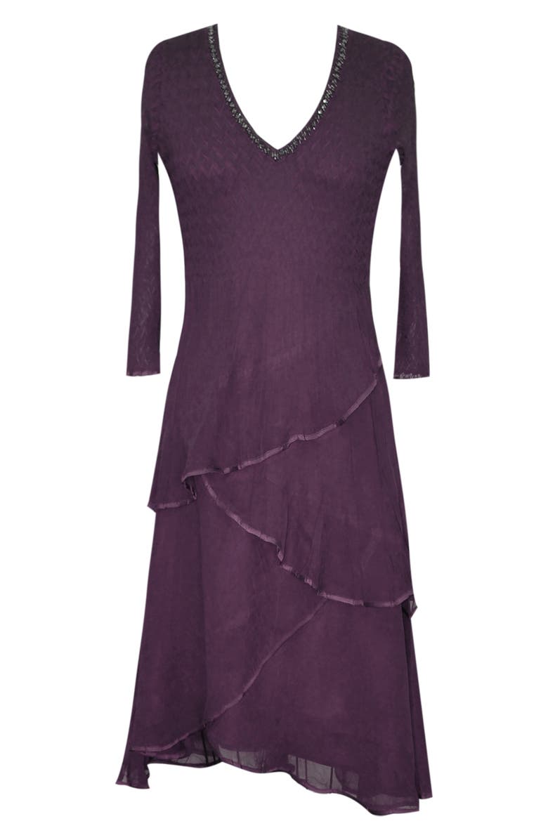 Komarov Embellished Tiered Chiffon A-Line Dress, Alternate, color,